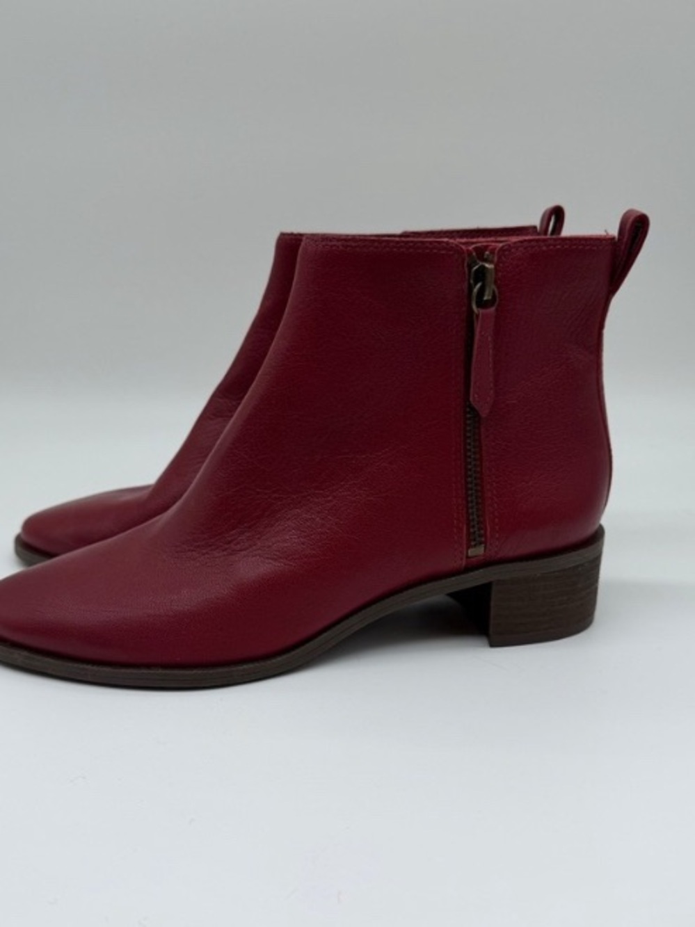 Women's Red Leather Ankle Boots